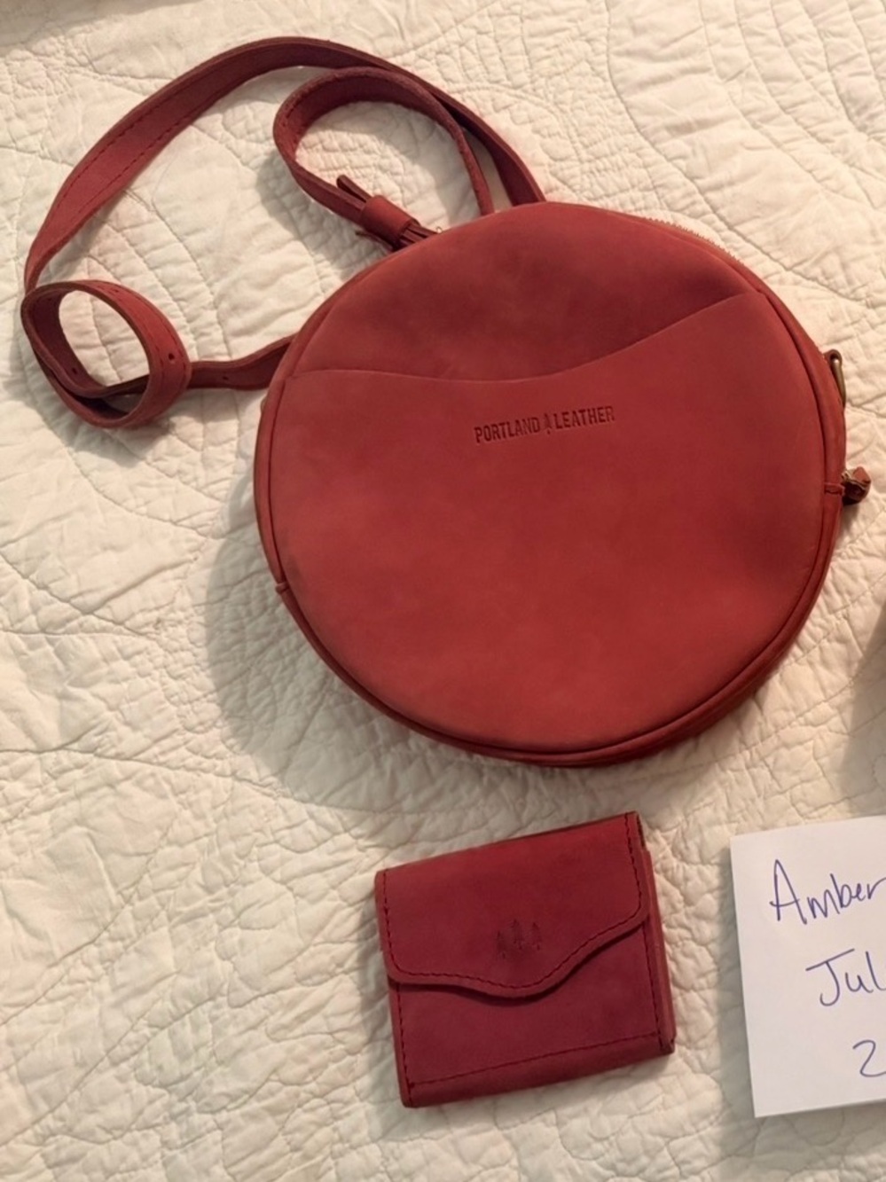 Portland Leather Large Circle Crossbody Bag and Matching Small Bozeman Wallet